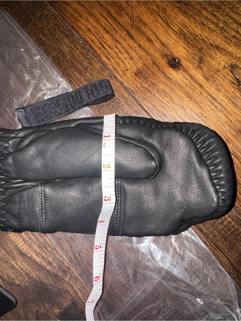 Goldbergh Ski Bello Leather Mittens Black Leather with White Logo NWT Size 7.5